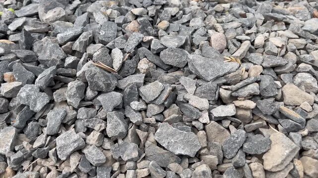 Pile of split stones for building and road construction material