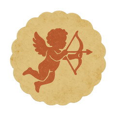 Fototapeta premium PNG Vintage cherub silhouette with bow.
