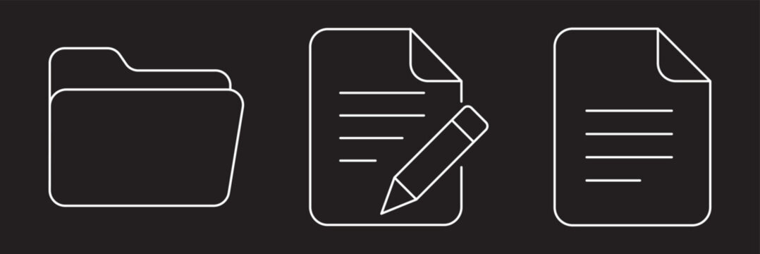 Black folder document vector icon illustration for business office file organization and data storage concept. Folder document icon set. Create folder icon vector pictograms group. folder icon vector