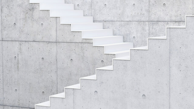 3D rendering of interior concrete wall and stairs