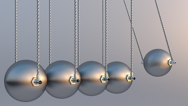 Newton's cradle, 3d rendering