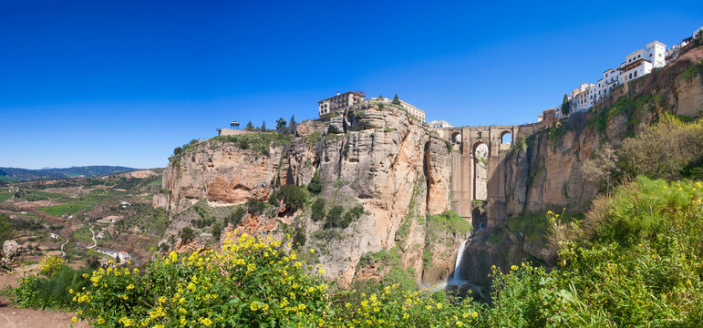Spain, Ronda, View of Puente Nuevo bridge at Ronda