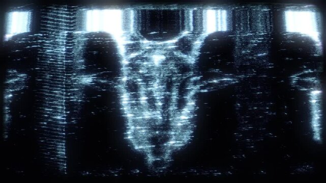 Horned Demon Glitching TV Static Analog Horror Overlay Loop