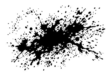 Fototapeta premium Abstract black ink splatter design on white background with splatter creates dynamic