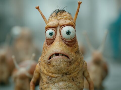 Bizarre alien with a scared expression