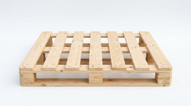 New Wooden Shipping Pallet Isolated on White Background.