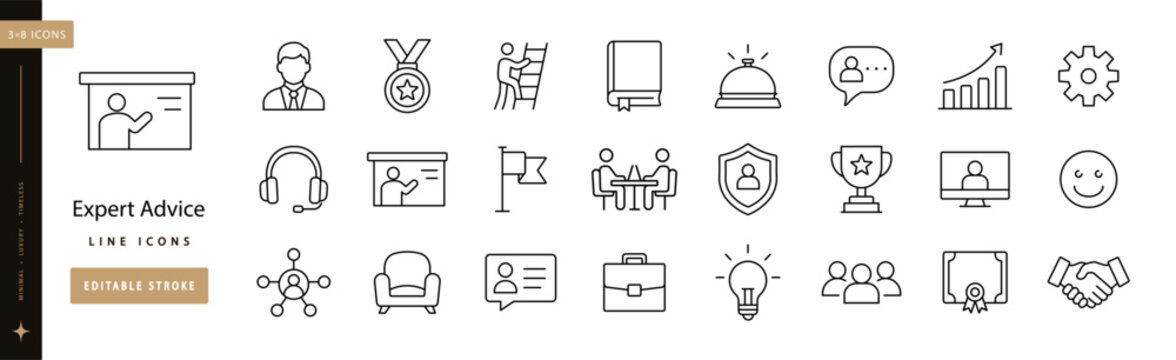 Expert Advice Lines line icon set editable stroke