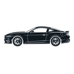 Fototapeta premium Sleek sport car silhouette in monochrome outline against plain background with design smooth lines