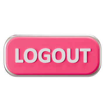 3D Pink Logout Button with Metal Frame