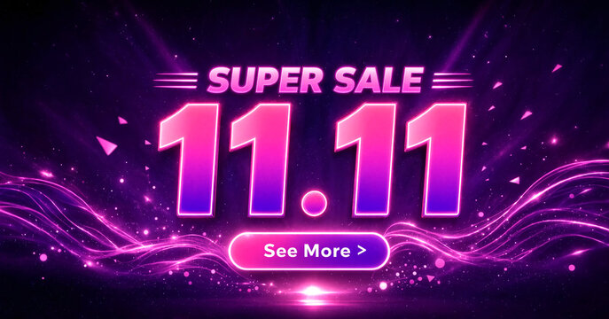 Vibrant digital graphic showcasing super sale event date eleven eleven with futuristic design elements
