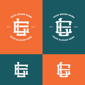Professional  EL or LE monogram logo template with varsity style typography for branding and apparel