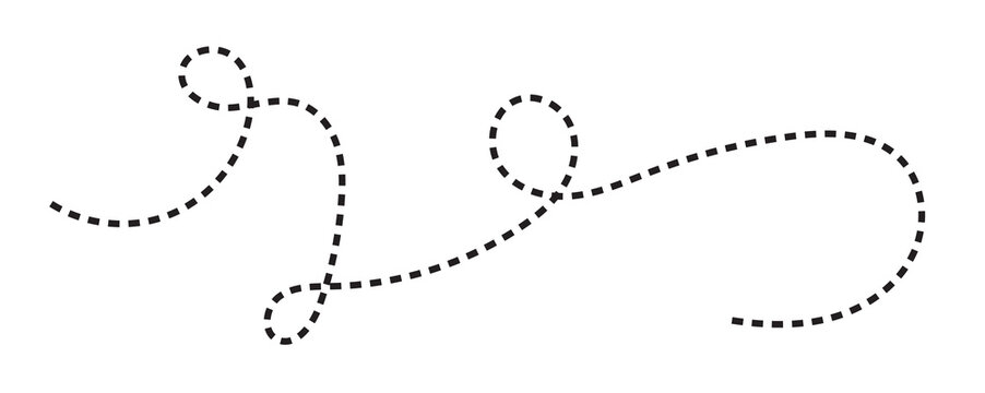 Scribble style dashed line with decorative loops dotted line curved line abstract loop graphic element design element doodle path