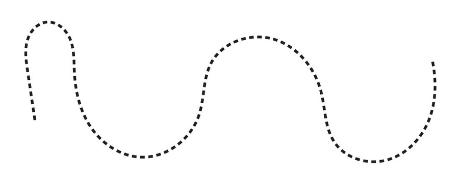 Curved dashed line graphic with deep u-turn shape wavy line dotted line u turn curved path graphic element design element dash path