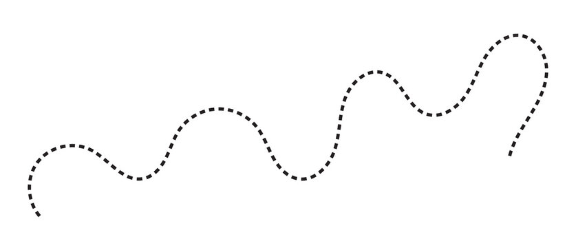 Abstract wavy dashed line path on white background with dotted line curved line minimalist design abstract wave vector graphic line art