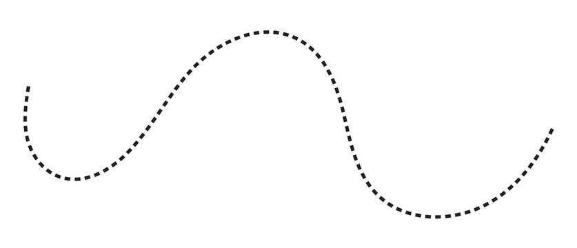 Abstract flowing dashed line pattern on white background with curved line dotted line wavy line minimalist design line art vector graph