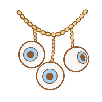 Cute spooky evileye amulet necklace Halloween magic element illustration
