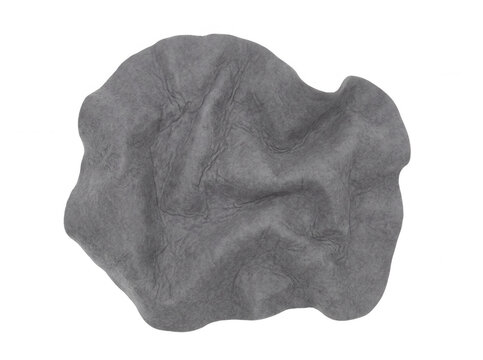 Forme abstraite en tissu gris froiss&eacute; sur fond blanc