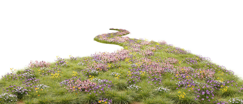 Blossoms flowery roadway cutout transparent backgrounds 3d rendering png
