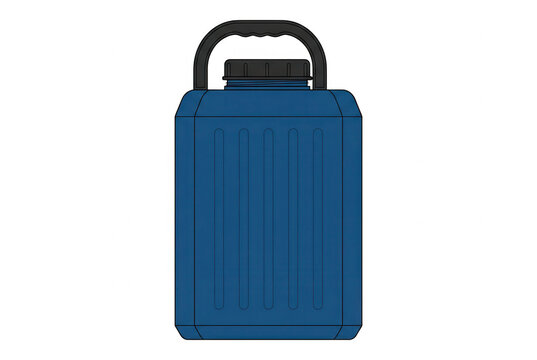 Bidon en plastique bleu avec poign&eacute;e