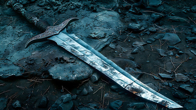 : Pair of Swords in Scabbards on Dark Ground