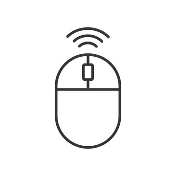 Wireless mouse line icon. Editable stroke. Vector illustration