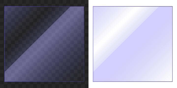 Glossy transparent glass frames, in widescreen format.