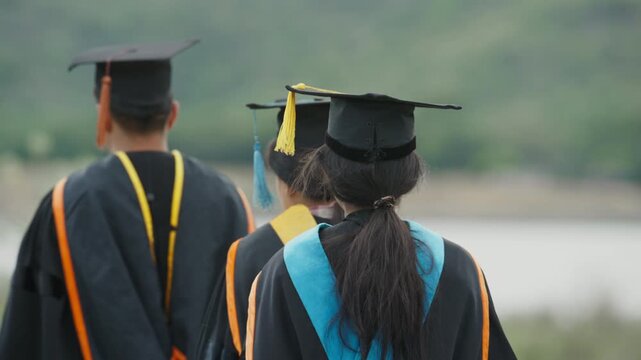 University Graduates Standing Together Before Graduation Ceremony