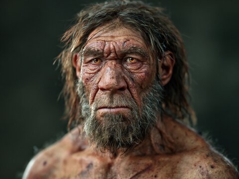 Primitive man's intense gaze
