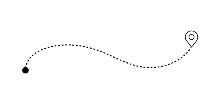 Dotted Route Line Vector Icon Start Point to Location Pin Destination for Navigation and Journey Tracking UI Design