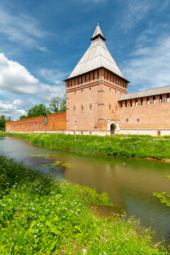 The moat and fortress wall of the Smolensk Kremlin, Russia