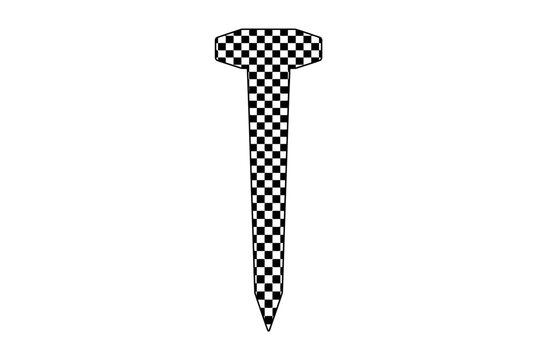 Checkered nail with pointed tip