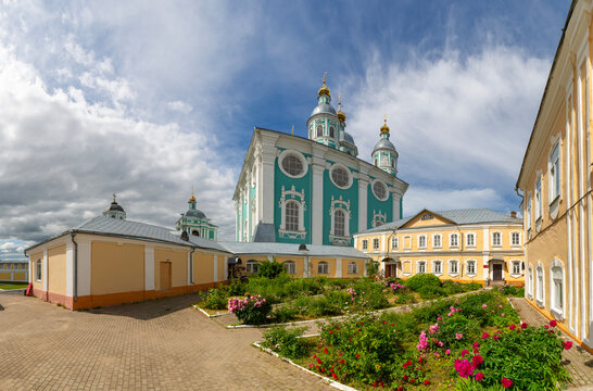 Building of Assumption Cathedral in Smolensk, Russia. Orthodox temple