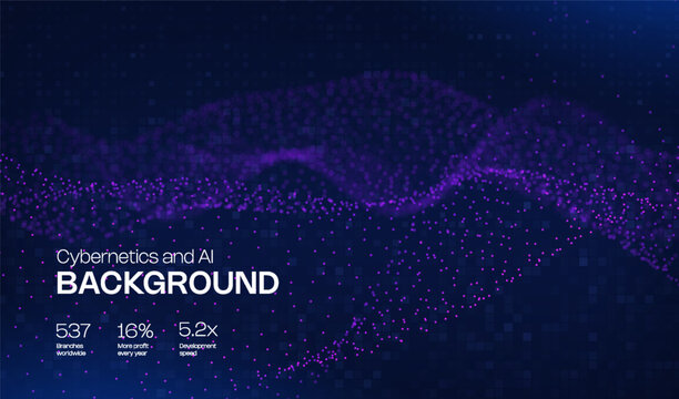 Abstract future ai background with blue big data and digital dots for tech and technology science presentation. Line cyber business network 3d backdrop. Connection graphic design.