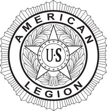 American Legion emblem with US star isolated on white background, Vector, illustration