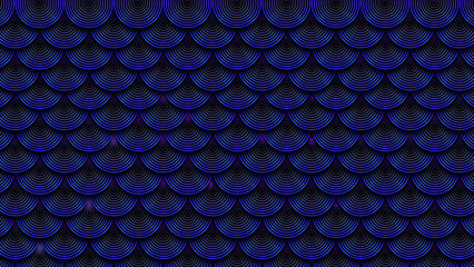 Deep Blue Concentric Circles Fish Scale Pattern © VIGNESH