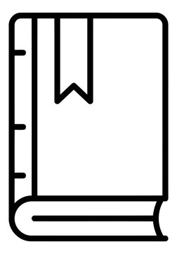 Book icon with bookmark, simple line art style