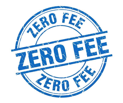 Blue Zero Fee Grunge Rubber Stamp Icon Design Cutout PNG