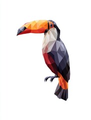Obraz premium Low Poly Geometric Toucan Bird Portrait Isolated On White Background