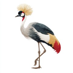 Obraz premium Majestic Grey Crowned Crane Standing Isolated On A Clean White Background With Intricate Detail