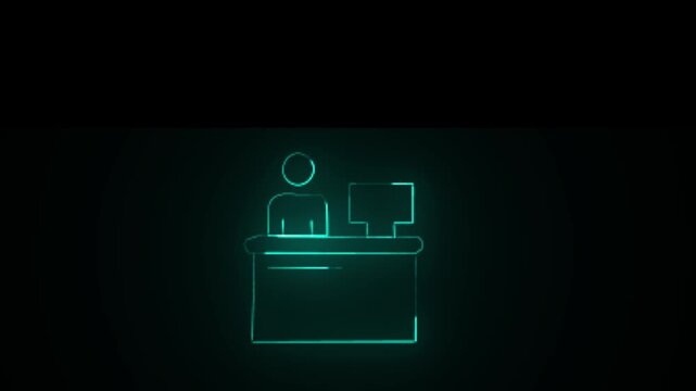 Glowing neon line Global economic crisis news icon isolated on black background. World finance crisis. 4K Video motion graphic animation.