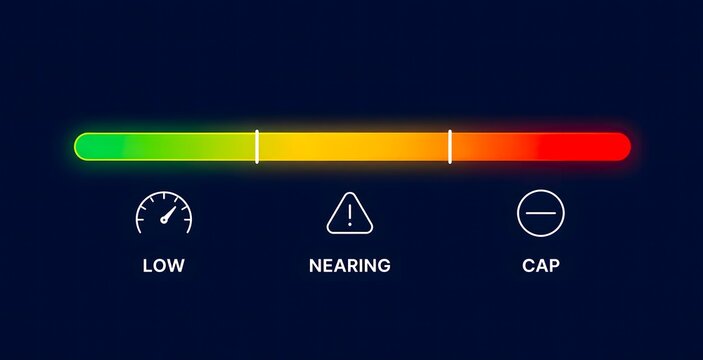 Usage gauge nearing limit with warning zone indicator
