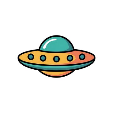 Colorful ufo spaceship icon illustration