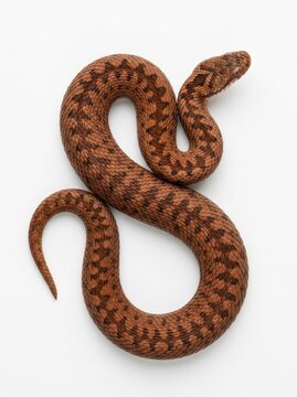 Common European Adder Vipera Berus Venomous Snake with Zigzag Pattern Isolated on White Background