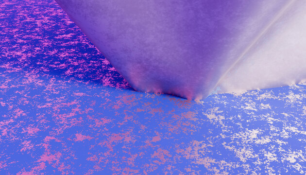 Close-up of purple cone on blue surface with pink speckled texture