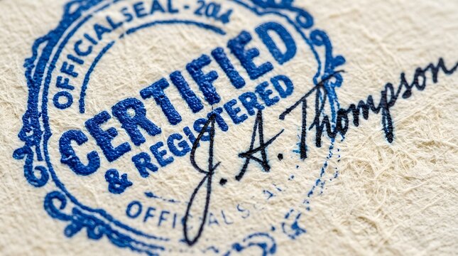 Certified Official Stamp of Authenticity for Documents and Certificates