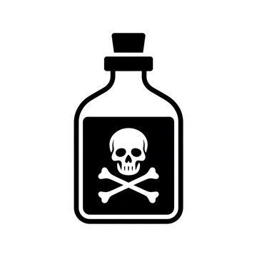 Black poison bottle icon with a skull and crossbones symbol