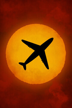 Silhouette of airplane flying