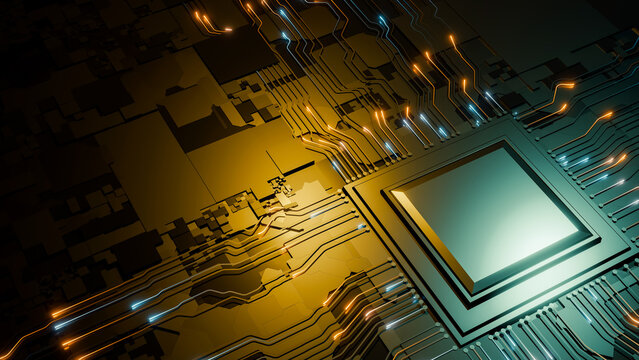 Microchip with glowing connections