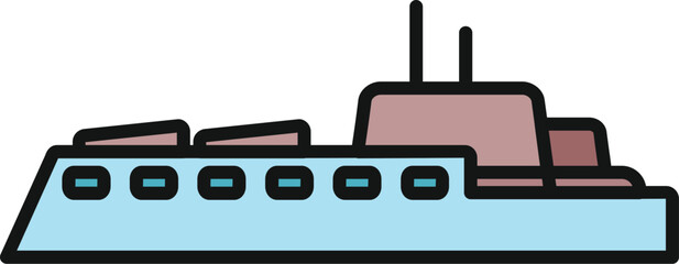 Obraz premium Warship vessel icon illustrating naval transport and defense