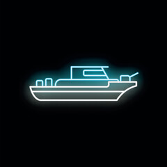 Obraz premium Illuminating boat outline creating a stylized marine symbol with blue and white light